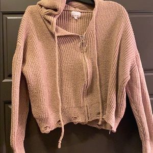 Tan cropped zip up hoody 🔥😍